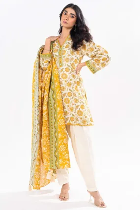 3 Piece Printed Khaddar Suit With Light Khaddar Dupatta