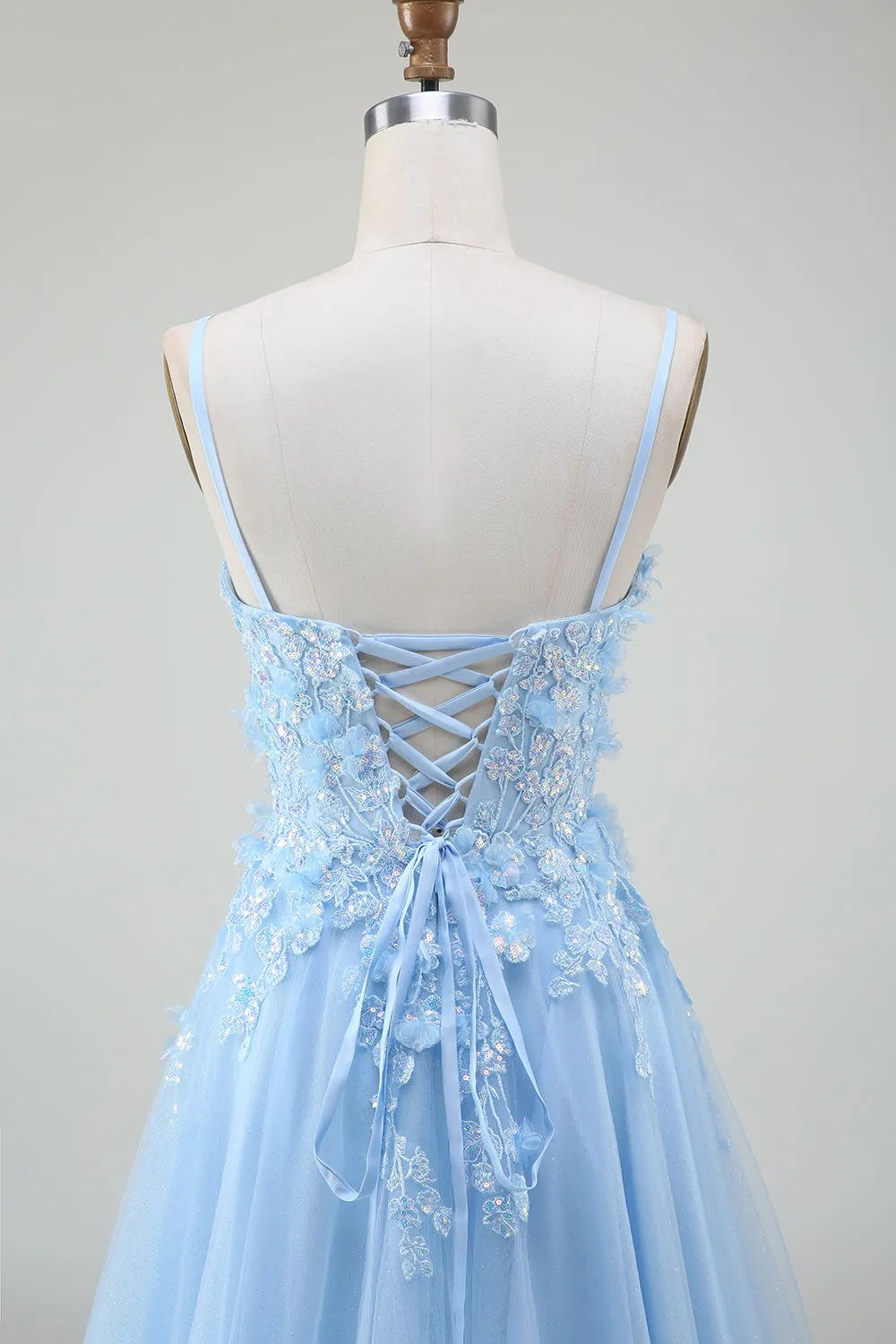 A-Line Light Blue Prom Dress with Appliques