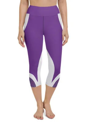 Beehive Geometric Yoga Capris Royal Purple