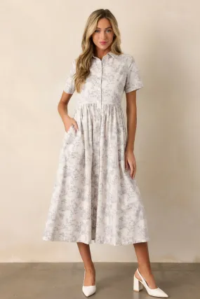 Believe It 100% Cotton Light Grey Toile Maxi Dress