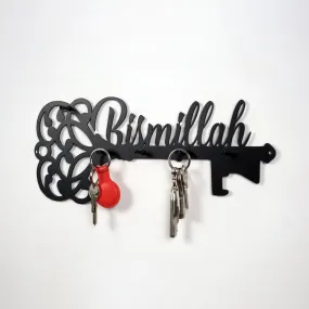 Bismillah Key Holder Latin Calligraphy Islamic Wall Art Decor