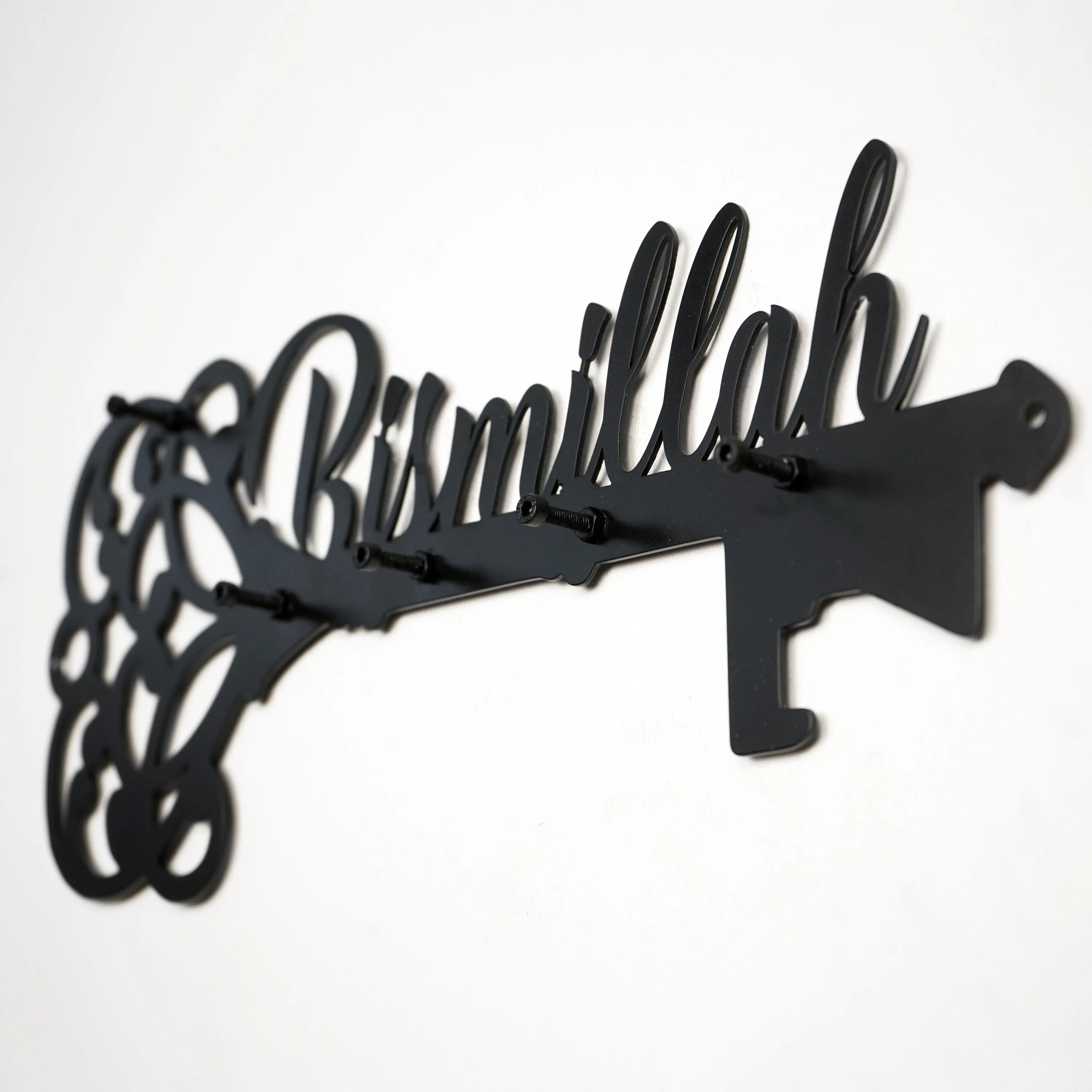 Bismillah Key Holder Latin Calligraphy Islamic Wall Art Decor