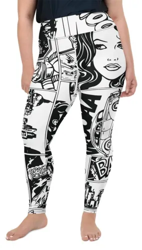 Black & White Comic Book Plus Size Leggings