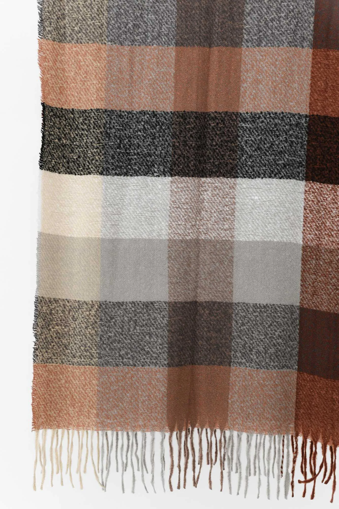 Dinu Brown Check Tassel Scarf