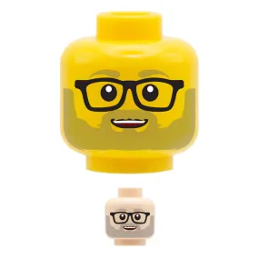 Greyish Blonde Beard Glasses Cute Smile - Custom Printed Minifigure Head