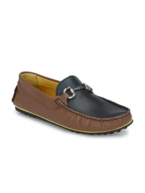 Hitz Men's Brown Leather Slip-On Loafers Shoes