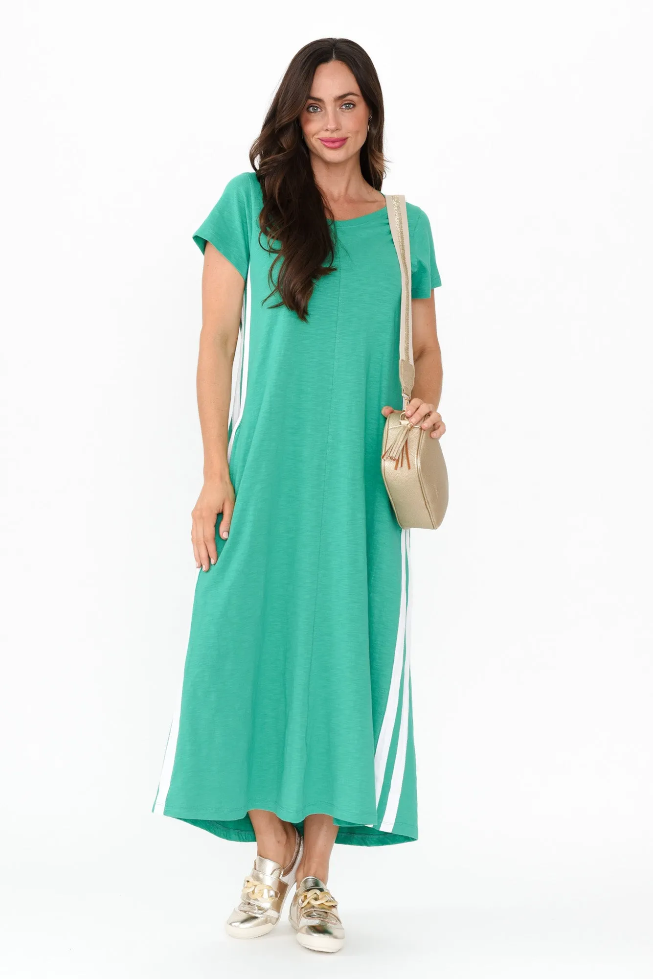 Recovery Green Trim Cotton Dress