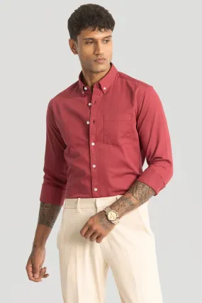 Red Solid Oxford Shirt