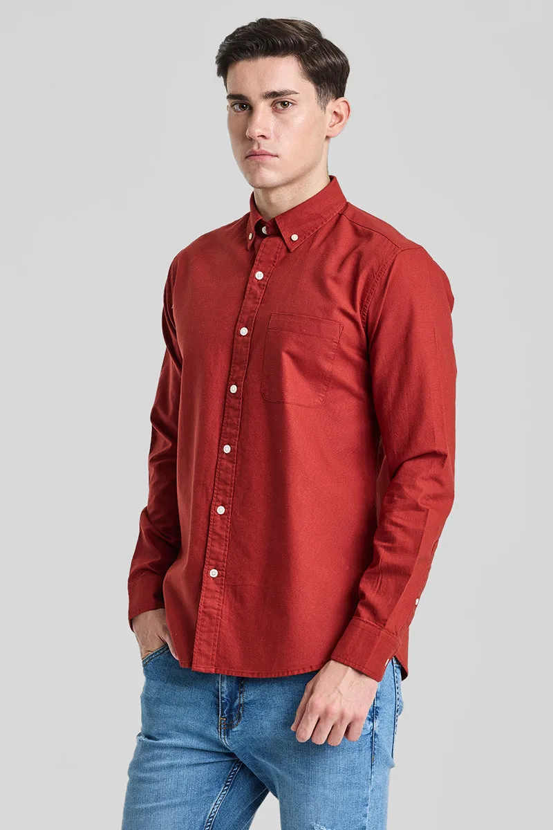 Red Solid Oxford Shirt