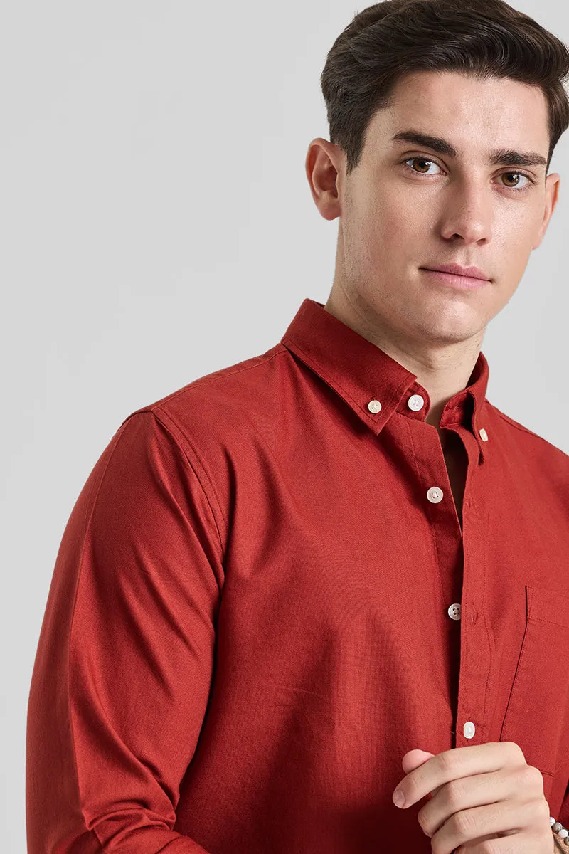 Red Solid Oxford Shirt