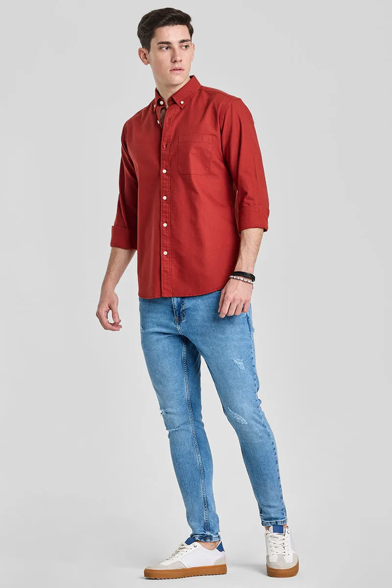 Red Solid Oxford Shirt