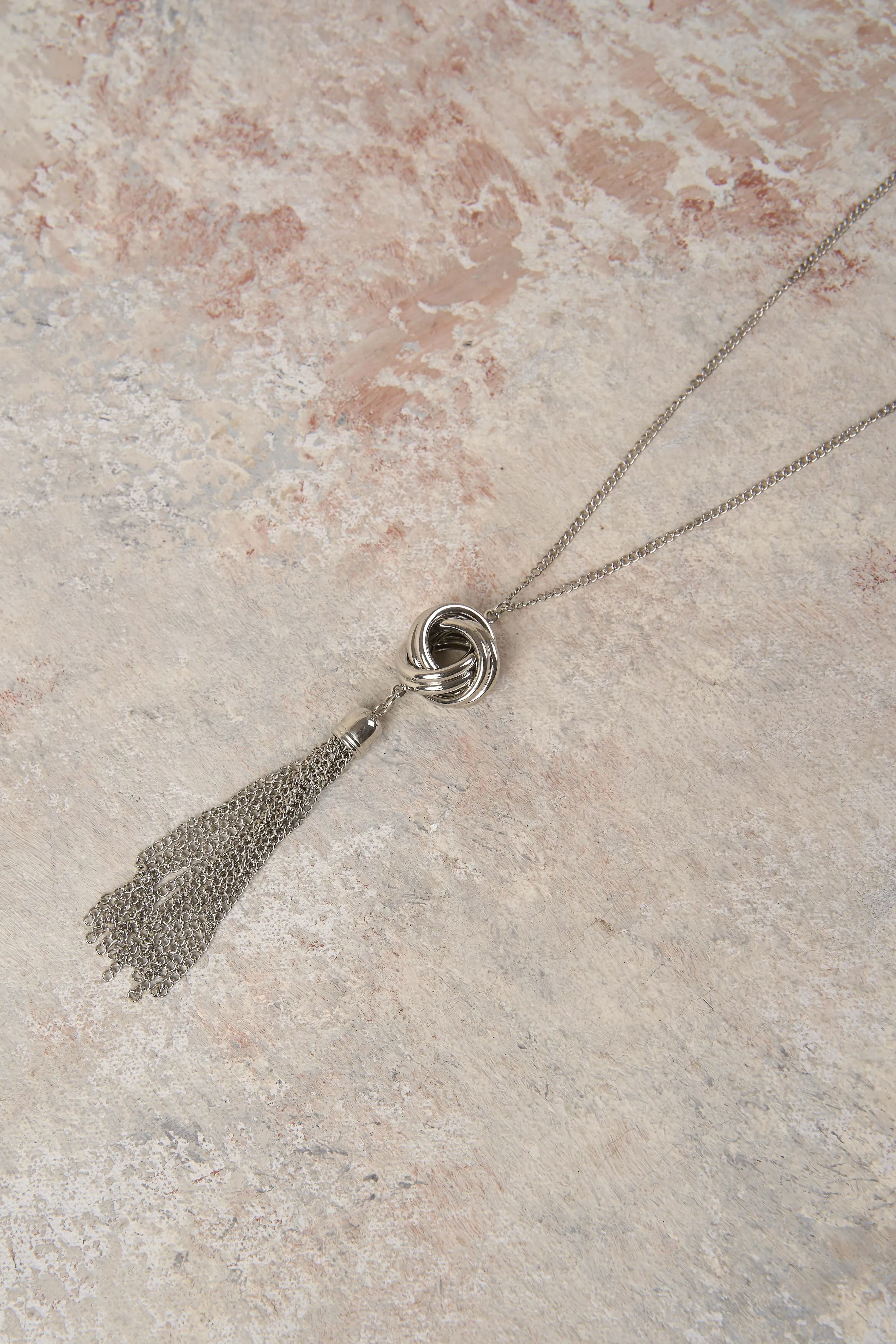 Silver Tassel Pendant Necklace