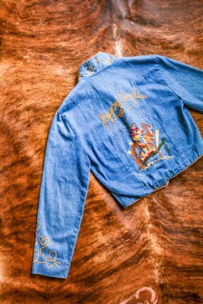 Vintage Denim Embroidered Happy Trails Western Jacket